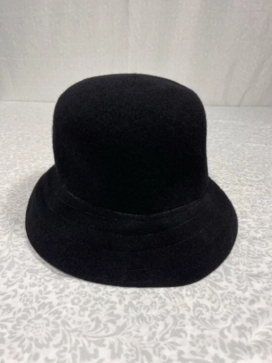 Vtg Kangol Bucket Hat UK Black Wool Angora 90s Hip Hop Streetwear Sz Regular - Picture 8 of 11
